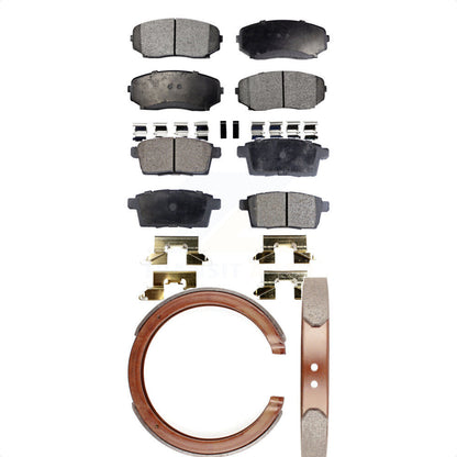 Ceramic Brake Pads Parking Shoe Front Rear Kit For Ford Edge Mazda CX-7 CX-9 MKX
