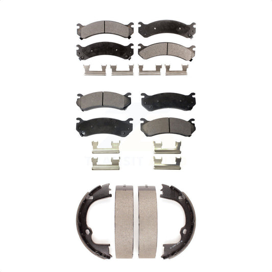 Ceramic Brake Pads Parking Shoes Front Rear Kit For GMC Chevrolet Silverado 2500
