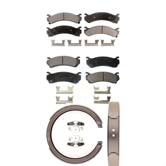 Ceramic Brake Pads Parking Shoes Front Rear Kit For GMC Chevrolet Sierra 2500 HD