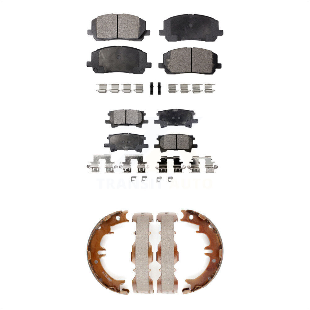 Ceramic Brake Pads And Parking Shoes Front Rear Kit For Toyota Highlander