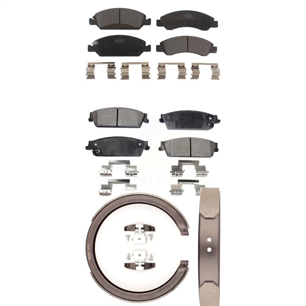Ceramic Brake Pads Parking Shoes Front Rear Kit For GMC Chevrolet Sierra 1500 XL