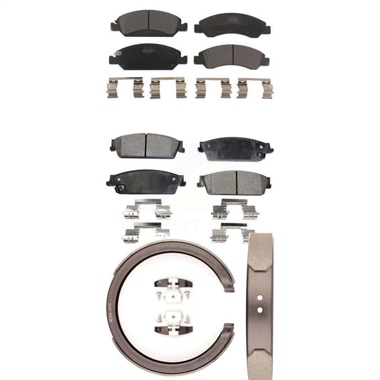 Ceramic Brake Pads Parking Shoes Front Rear Kit For GMC Chevrolet Sierra 1500 XL