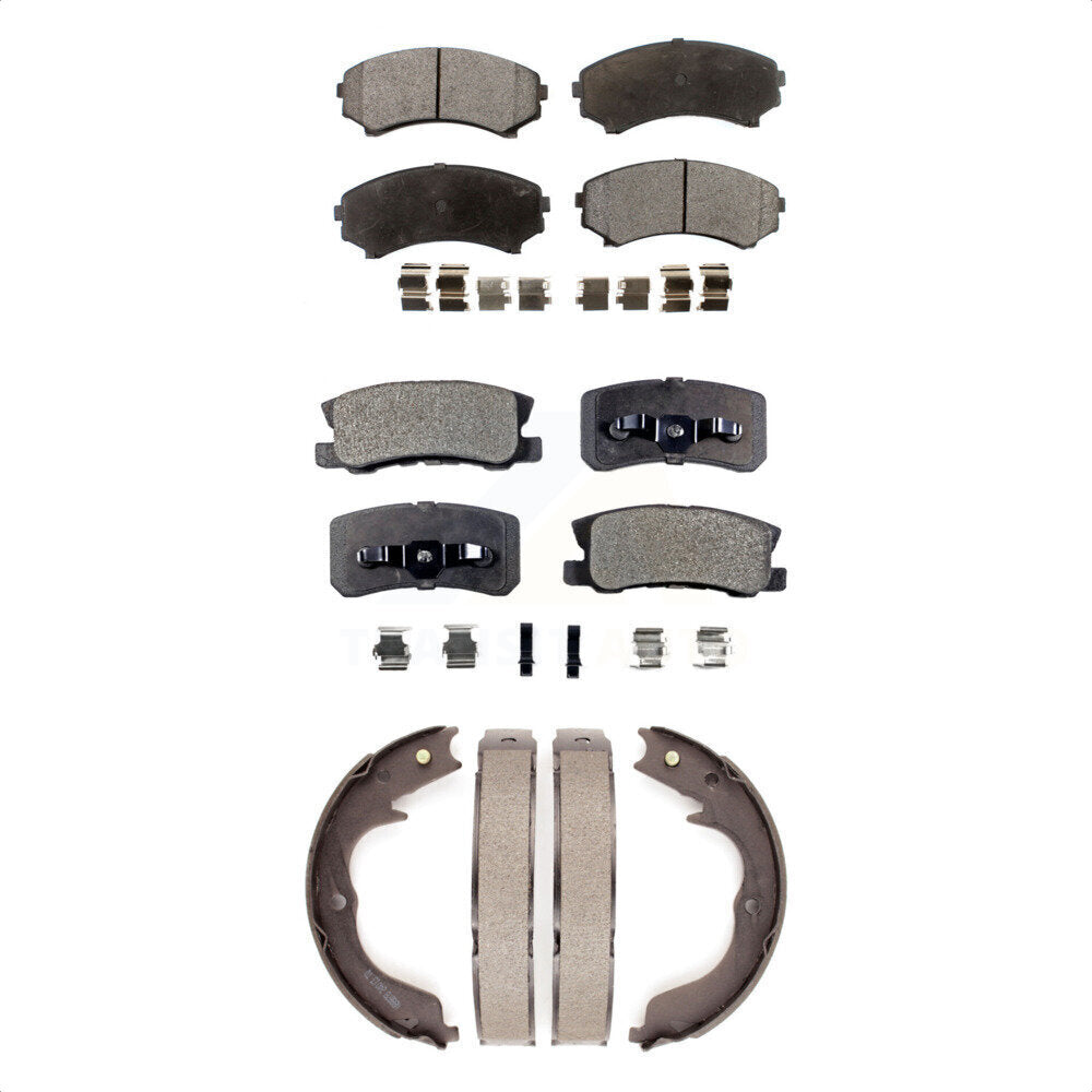Ceramic Brake Pads And Parking Shoes Front Rear Kit For Mitsubishi Endeavor