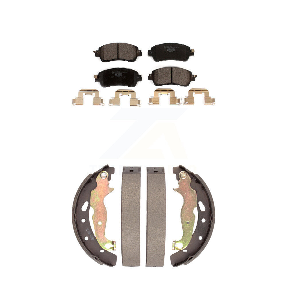 Ceramic Brake Pads And Drum Shoes Front Rear Kit For Toyota Yaris iA Scion