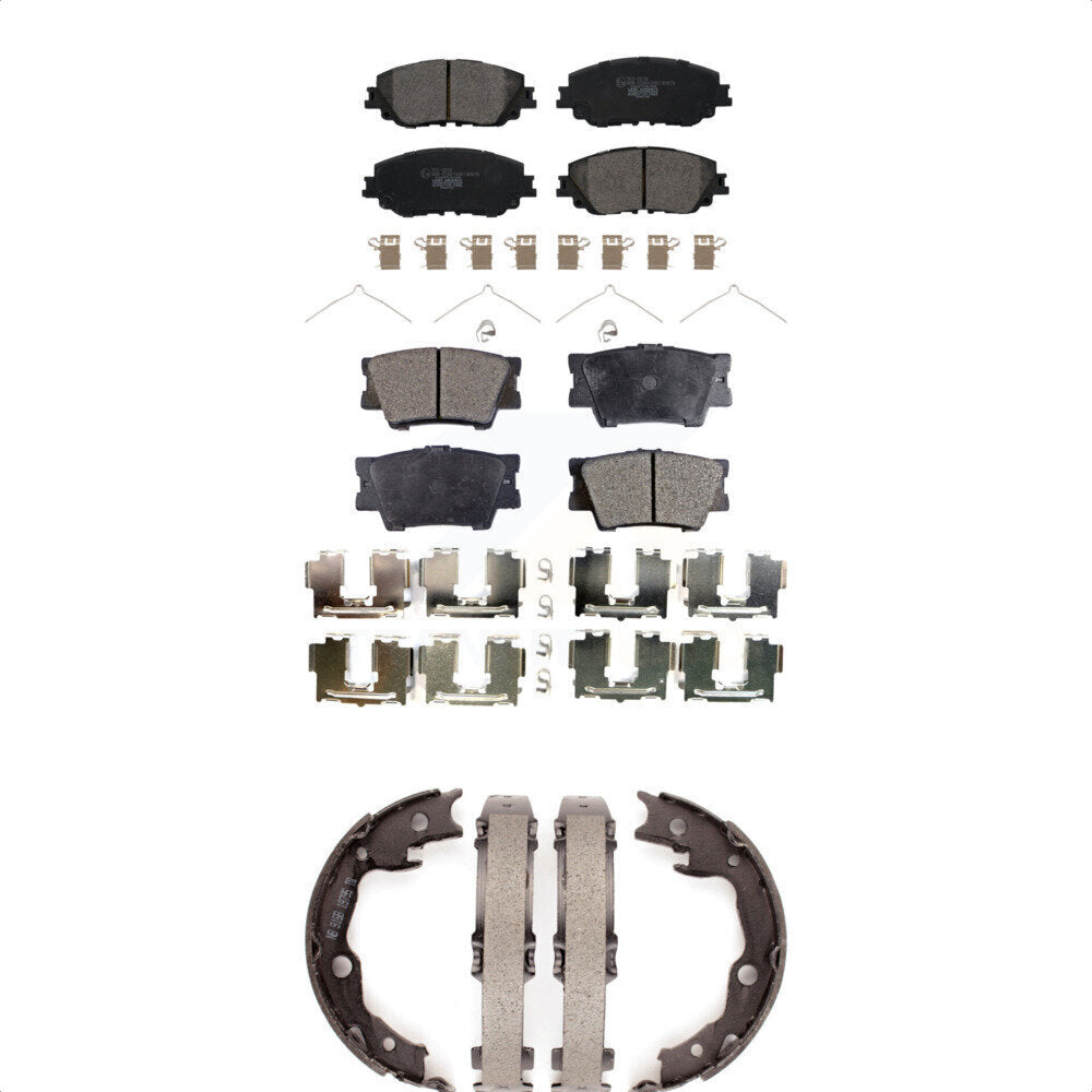 Ceramic Brake Pads And Parking Shoes Front Rear Kit For Toyota Camry