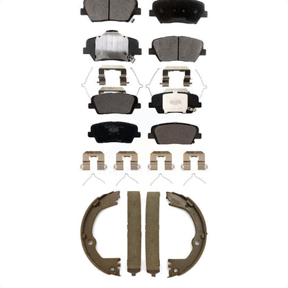 Ceramic Brake Pads Parking Shoes Front Rear Kit For 17-18 Hyundai Santa Fe Sport