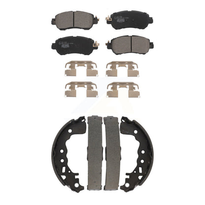Ceramic Brake Pads And Drum Shoes Front Rear Kit For Nissan Kicks Versa