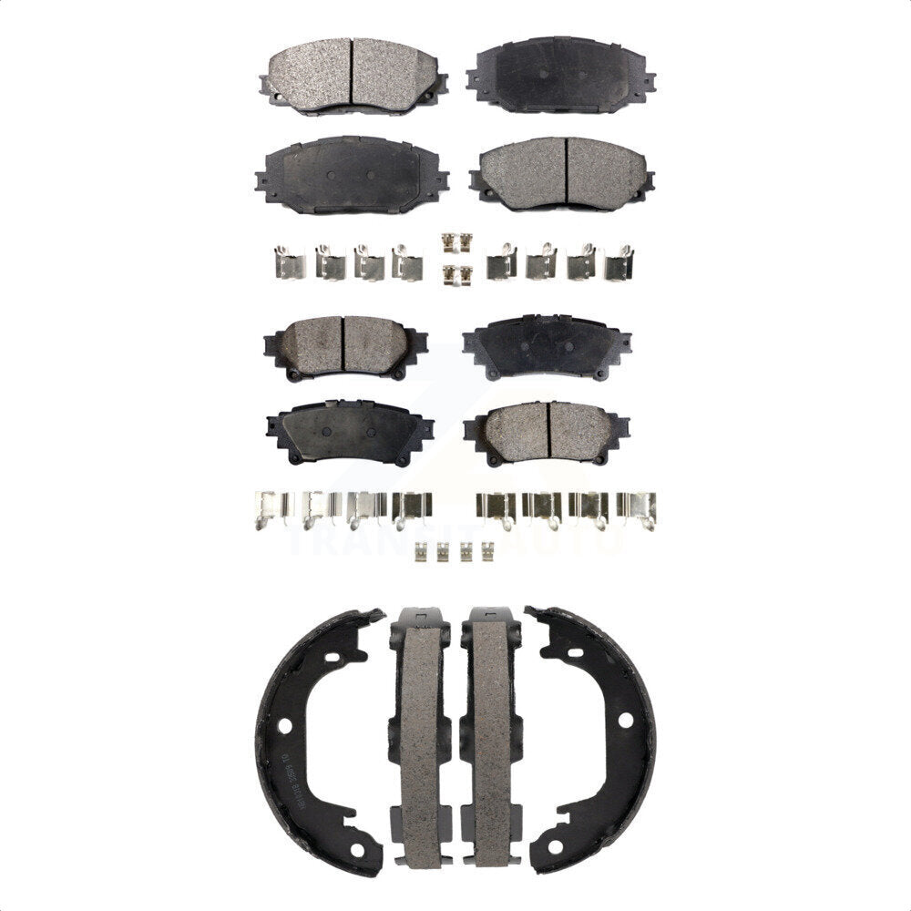 Ceramic Brake Pads And Parking Shoes Front Rear Kit For 2012-2018 Toyota Prius V