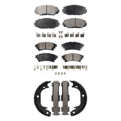 Ceramic Brake Pads And Parking Shoes Front Rear Kit For 2012-2018 Toyota Prius V