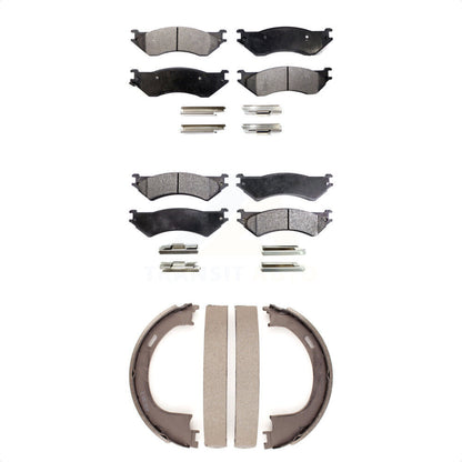 Ceramic Brake Pads And Parking Shoes Front Rear Kit For Ford F-150 Heritage