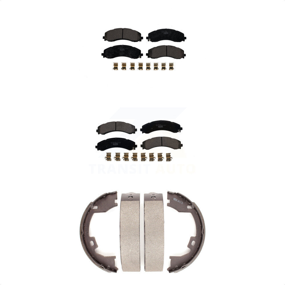 Ceramic Brake Pads And Parking Shoes Front Rear Kit For Ram 3500