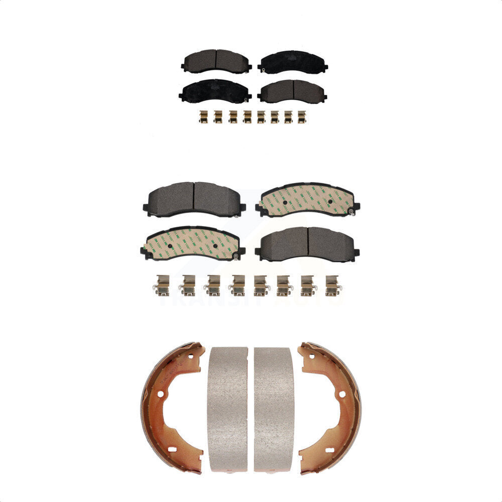 Ceramic Brake Pads And Parking Shoes Front Rear Kit For Ram 3500