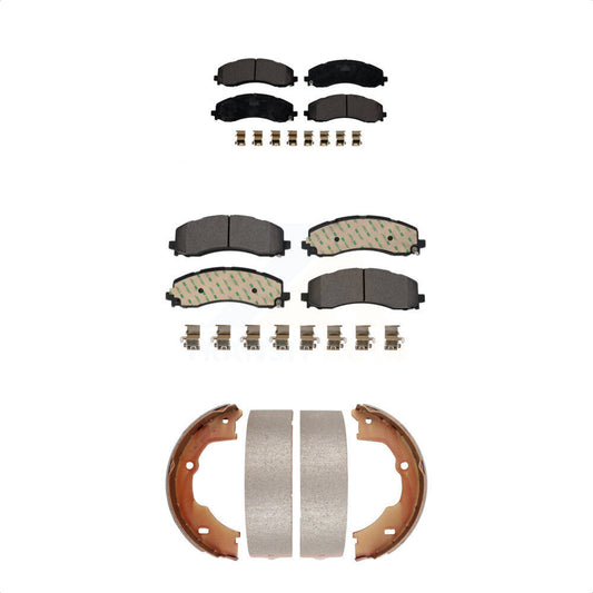 Ceramic Brake Pads And Parking Shoes Front Rear Kit For Ram 3500