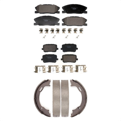 Ceramic Brake Pads & Parking Shoe Front Rear Kit For 2014-2021 Dodge Charger RWD