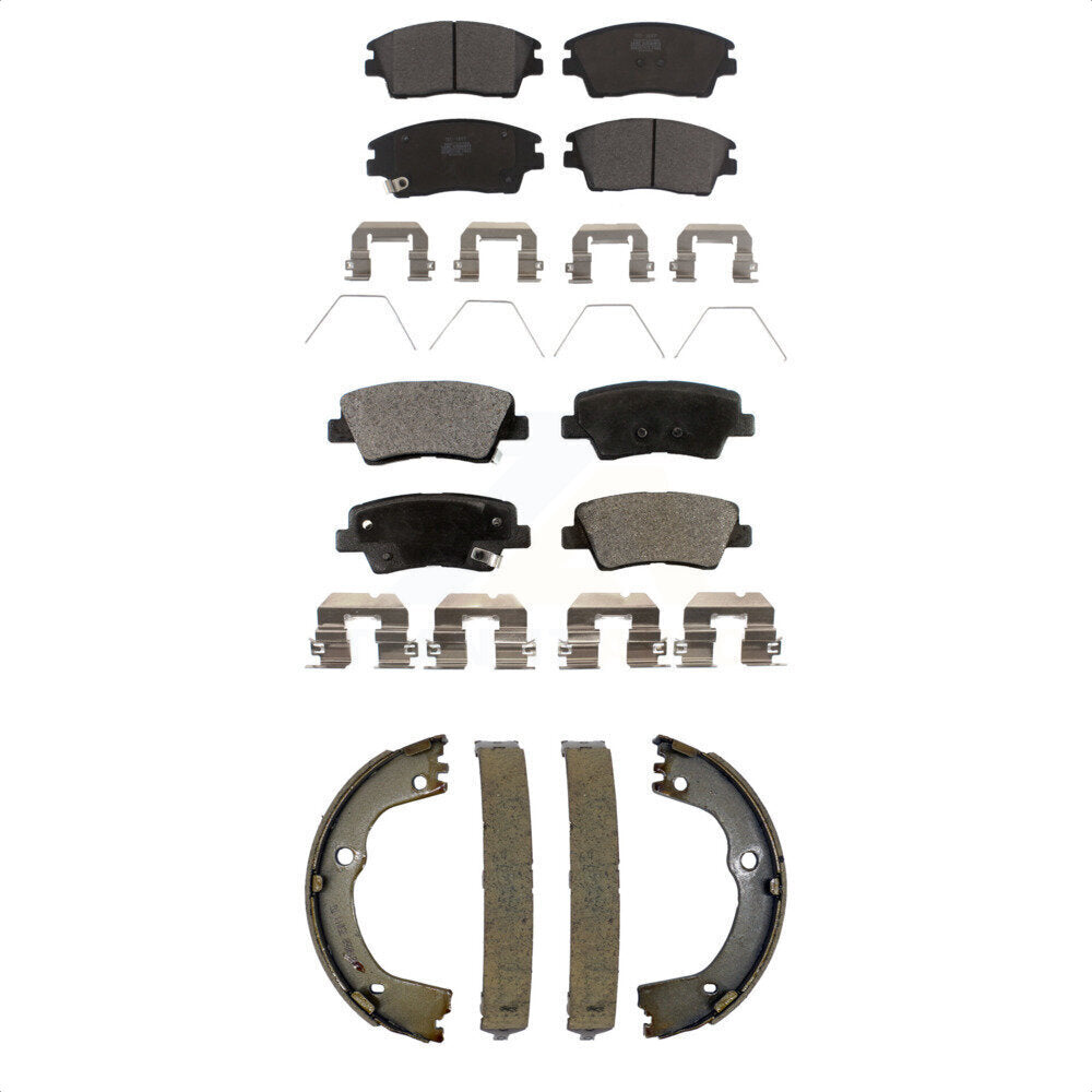 Ceramic Brake Pads & Parking Shoe Front Rear Kit For Hyundai Tucson Kia Sportage