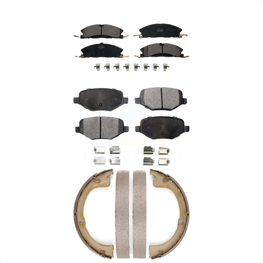 Ceramic Brake Pads And Parking Shoes Front Rear Kit For Lincoln MKT