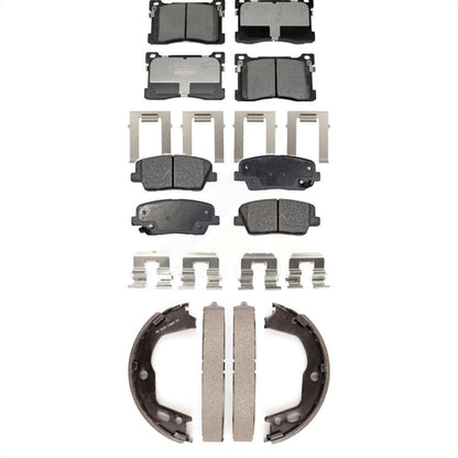 Ceramic Brake Pads And Parking Shoes Front Rear Kit For 2012-2013 Hyundai Equus