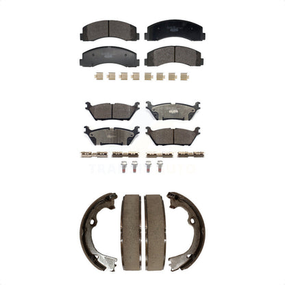Ceramic Brake Pads And Parking Shoes Front Rear Kit For Ford F-150