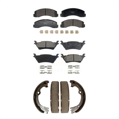 Ceramic Brake Pads And Parking Shoes Front Rear Kit For Ford F-150