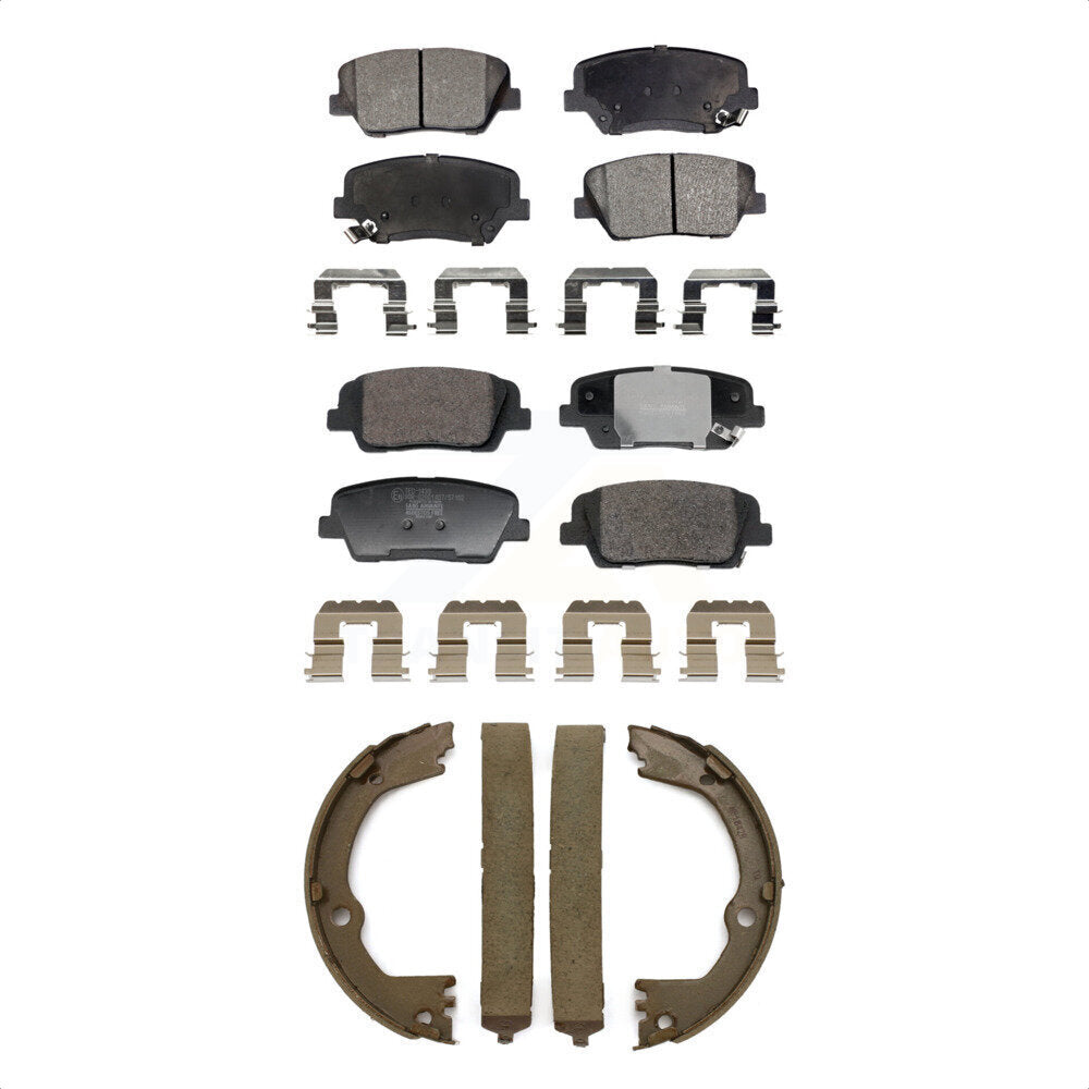 Ceramic Brake Pads & Parking Shoes Front Rear Kit For Hyundai Santa Fe Sport Kia