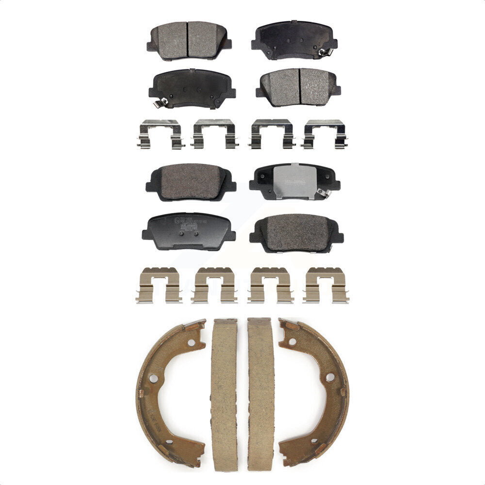 Ceramic Brake Pads Parking Shoes Front Rear Kit For Hyundai Santa Fe Kia Sorento