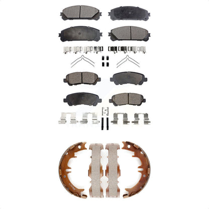 Ceramic Brake Pads & Parking Shoe Front Rear Kit For 2008-2013 Toyota Highlander