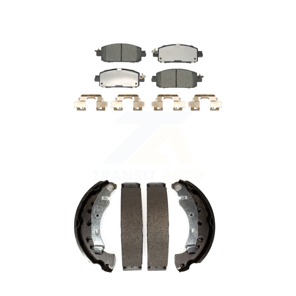 Ceramic Brake Pads And Drum Shoes Front Rear Kit For 2020-2023 Nissan Sentra