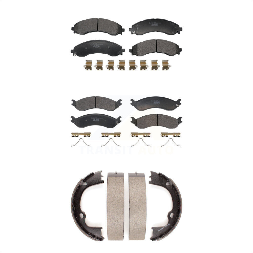 Ceramic Brake Pads And Parking Shoe Front Rear Kit For GMC Chevrolet Savana 2500
