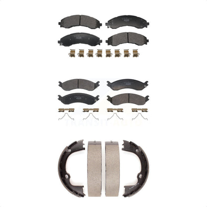 Ceramic Brake Pads And Parking Shoe Front Rear Kit For GMC Chevrolet Savana 2500