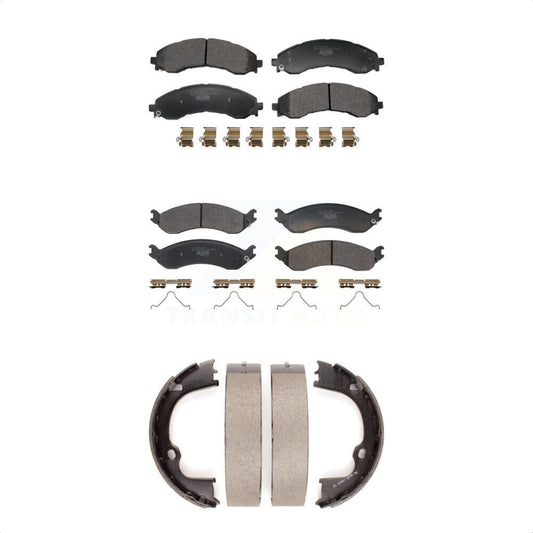 Ceramic Brake Pads And Parking Shoe Front Rear Kit For GMC Chevrolet Savana 2500