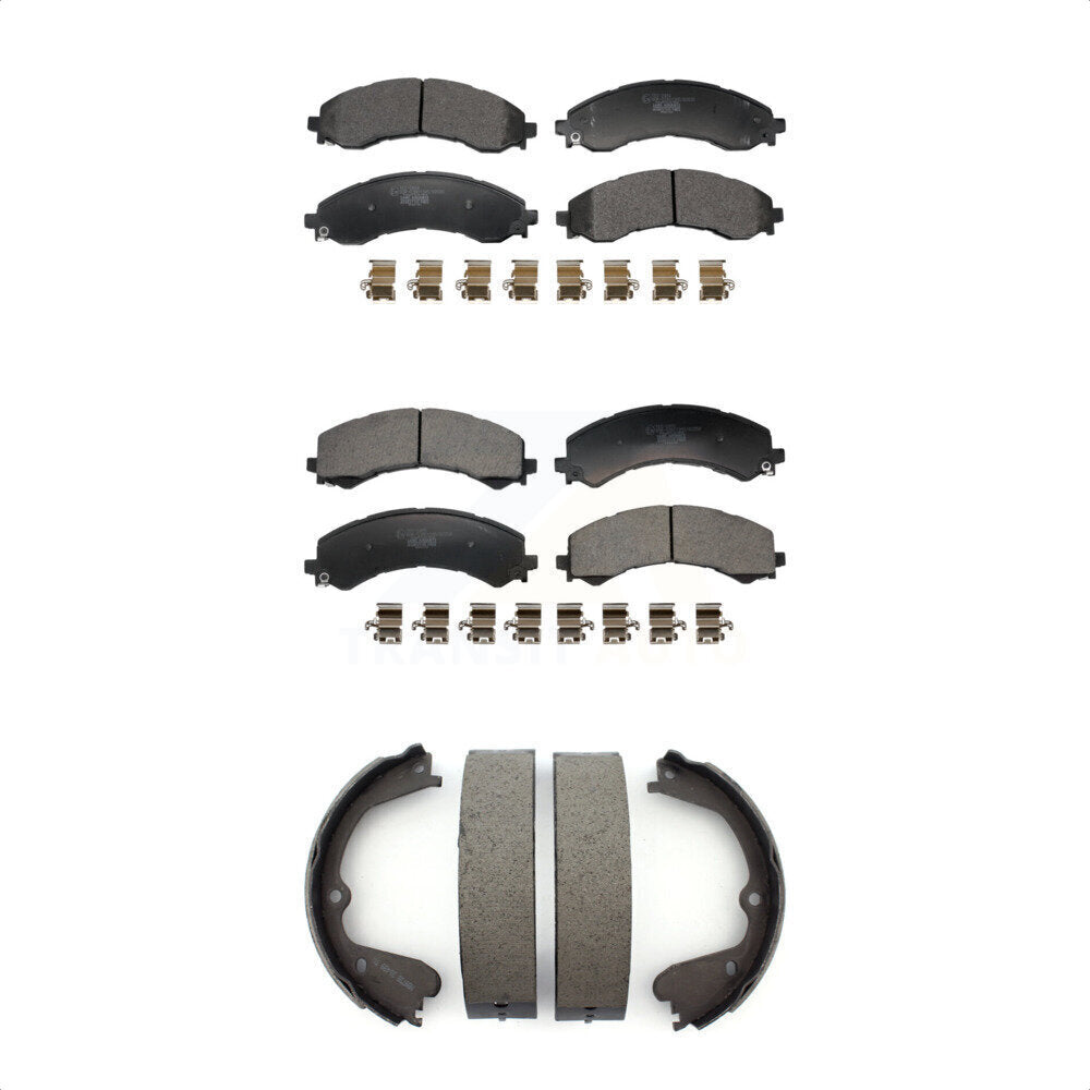Ceramic Brake Pads And Parking Shoe Front Rear Kit For GMC Savana 3500 Chevrolet