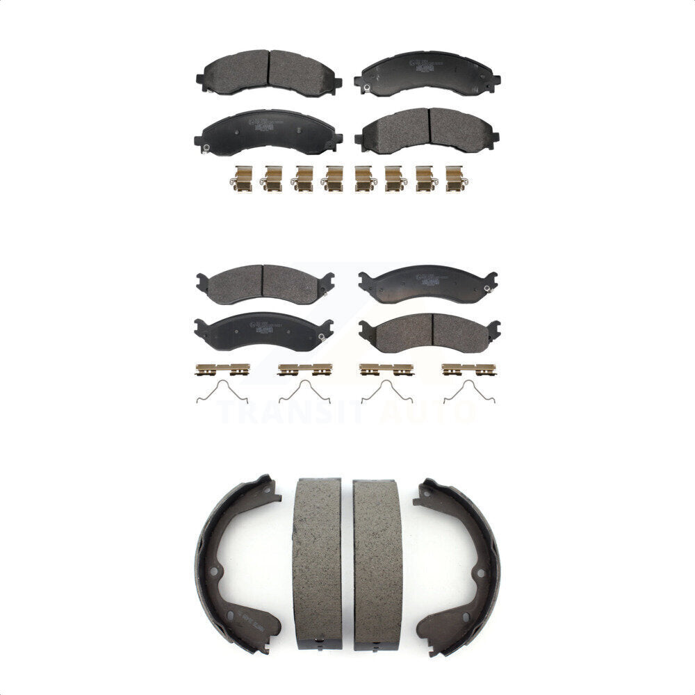 Ceramic Brake Pads And Parking Shoe Front Rear Kit For GMC Chevrolet Savana 4500