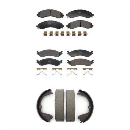 Ceramic Brake Pads And Parking Shoe Front Rear Kit For GMC Chevrolet Savana 4500