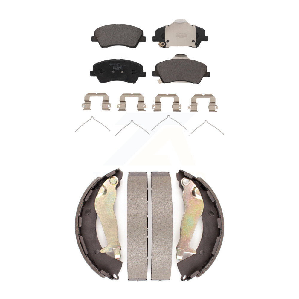 Ceramic Brake Pads And Drum Shoes Front Rear Kit For Kia Rio Hyundai Accent