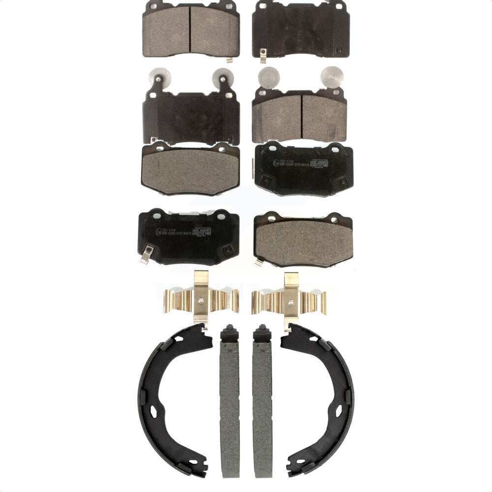 Ceramic Brake Pads And Parking Shoe Front Rear Kit For Chevrolet Corvette Camaro