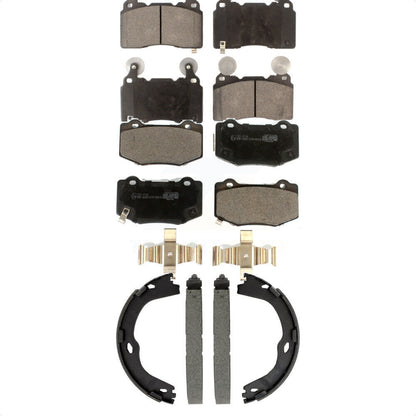 Ceramic Brake Pads And Parking Shoe Front Rear Kit For Chevrolet Corvette Camaro