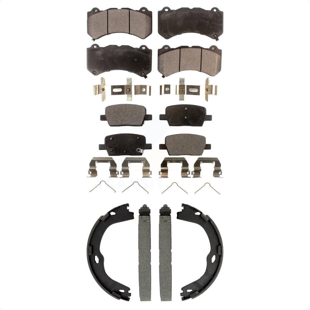 Ceramic Brake Pads And Parking Shoes Front Rear Kit For Chevrolet Camaro
