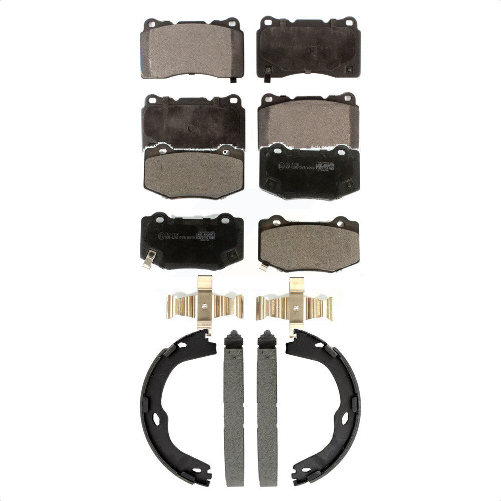 Ceramic Brake Pads & Parking Shoe Front Rear Kit For Chevrolet Corvette Stingray