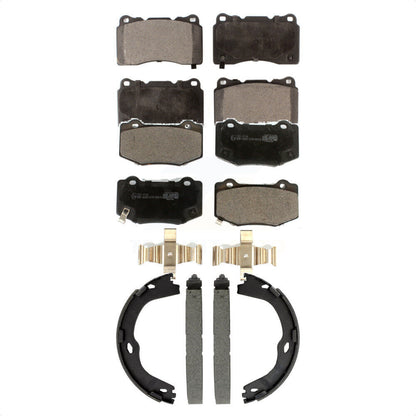 Ceramic Brake Pads & Parking Shoe Front Rear Kit For Chevrolet Corvette Stingray