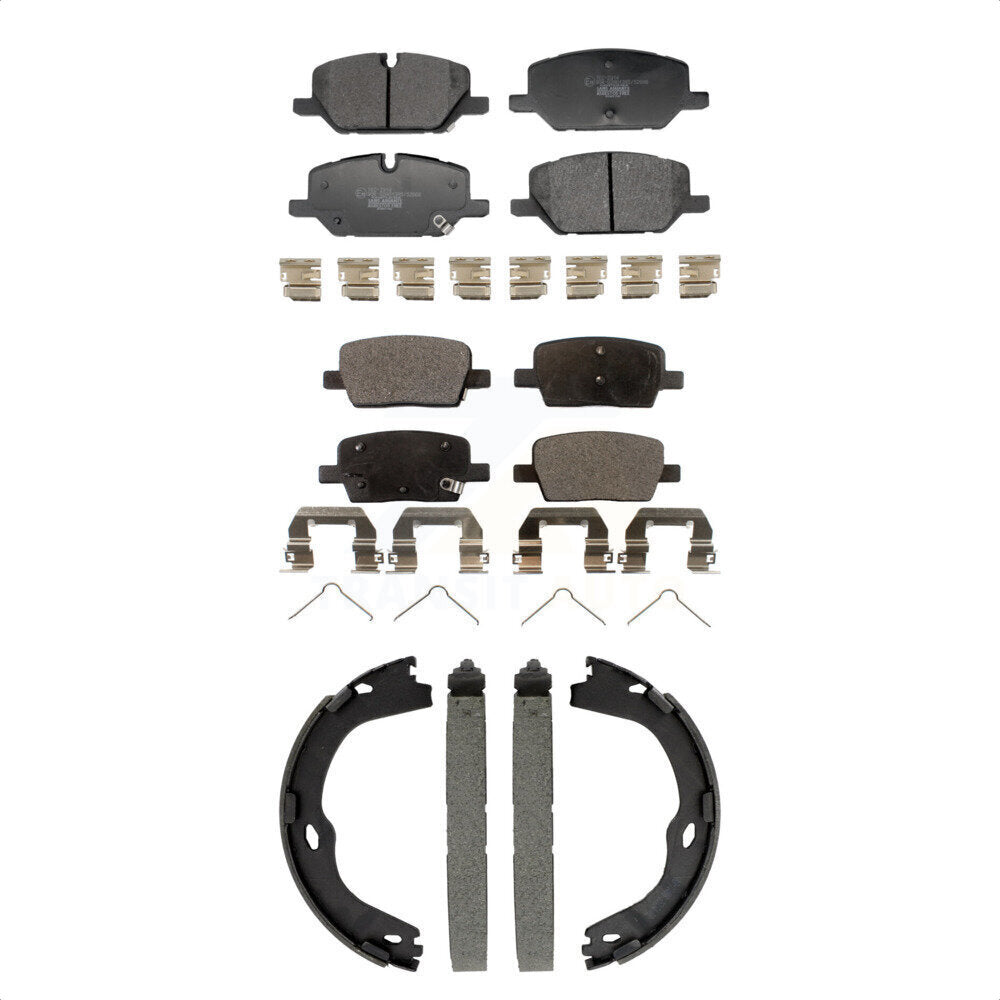 Ceramic Brake Pads & Parking Shoes Front Rear Kit For Chevrolet Camaro LT/LT1/LS