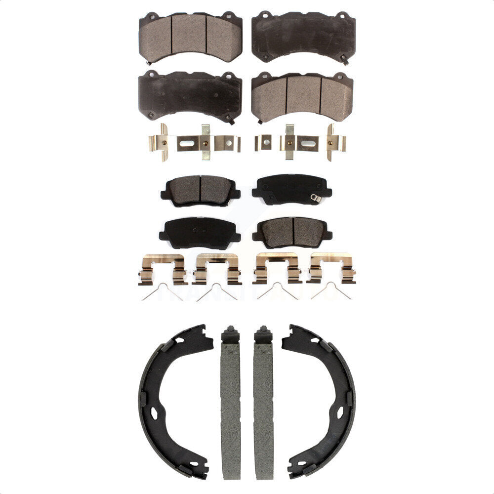 Ceramic Brake Pads And Parking Shoes Front Rear Kit For Cadillac CTS