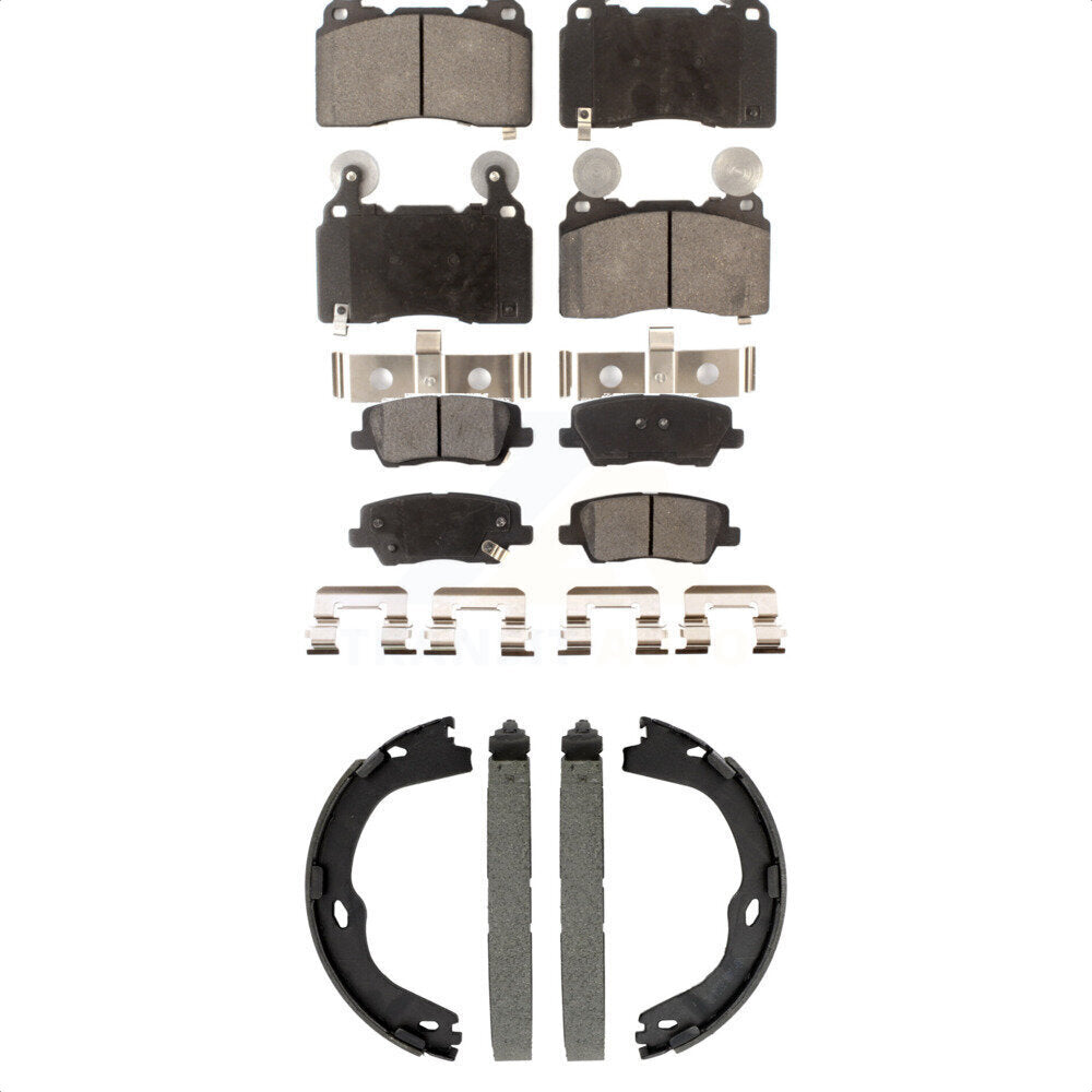Ceramic Brake Pads And Parking Shoes Front Rear Kit For Cadillac CTS