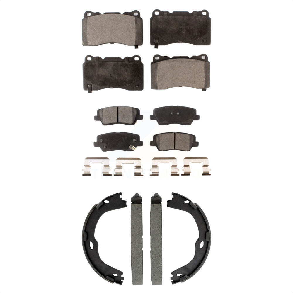 Ceramic Brake Pads And Parking Shoes Front Rear Kit For Cadillac ATS CTS