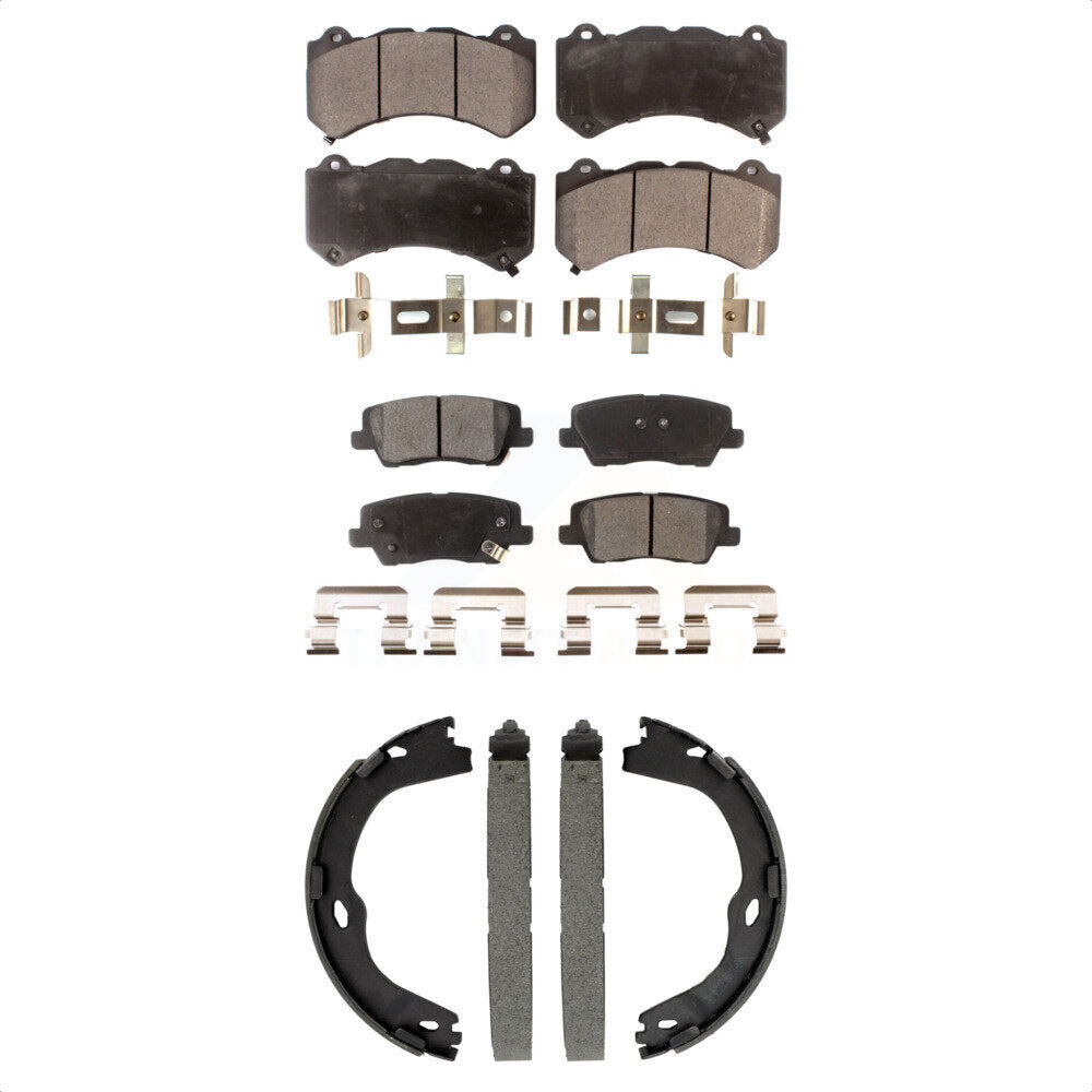 Ceramic Brake Pads And Parking Shoes Front Rear Kit For Cadillac CTS