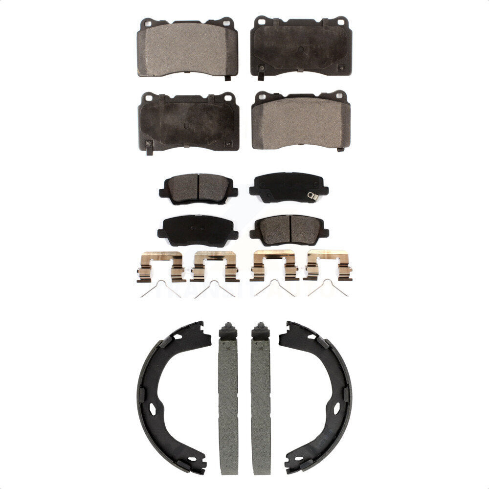 Ceramic Brake Pads And Parking Shoes Front Rear Kit For Cadillac ATS CTS