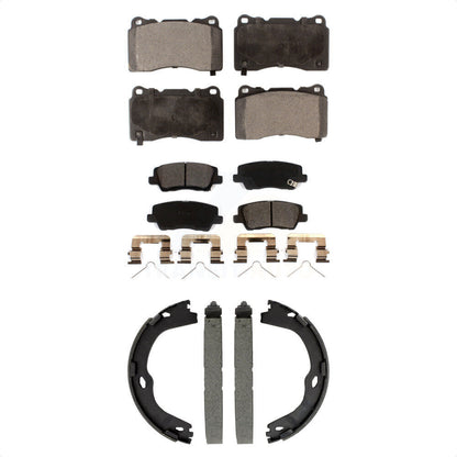 Ceramic Brake Pads And Parking Shoes Front Rear Kit For Cadillac ATS CTS