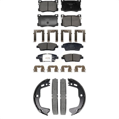 Ceramic Brake Pads & Parking Shoe Front Rear Kit For 18-20 Genesis G80 3.8L 5.0L