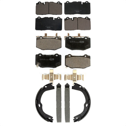Ceramic Brake Pads & Parking Shoe Front Rear Kit For Chevrolet Corvette Stingray