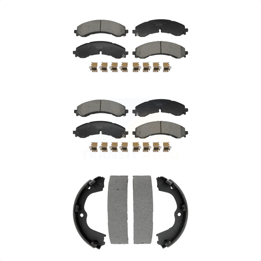 Ceramic Brake Pads Parking Shoes Front Rear Kit For GMC Chevrolet Sierra 2500 HD