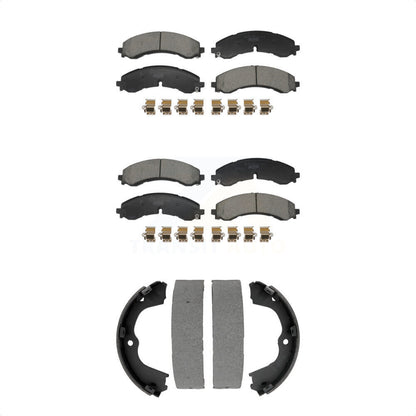 Ceramic Brake Pads Parking Shoes Front Rear Kit For GMC Chevrolet Sierra 2500 HD